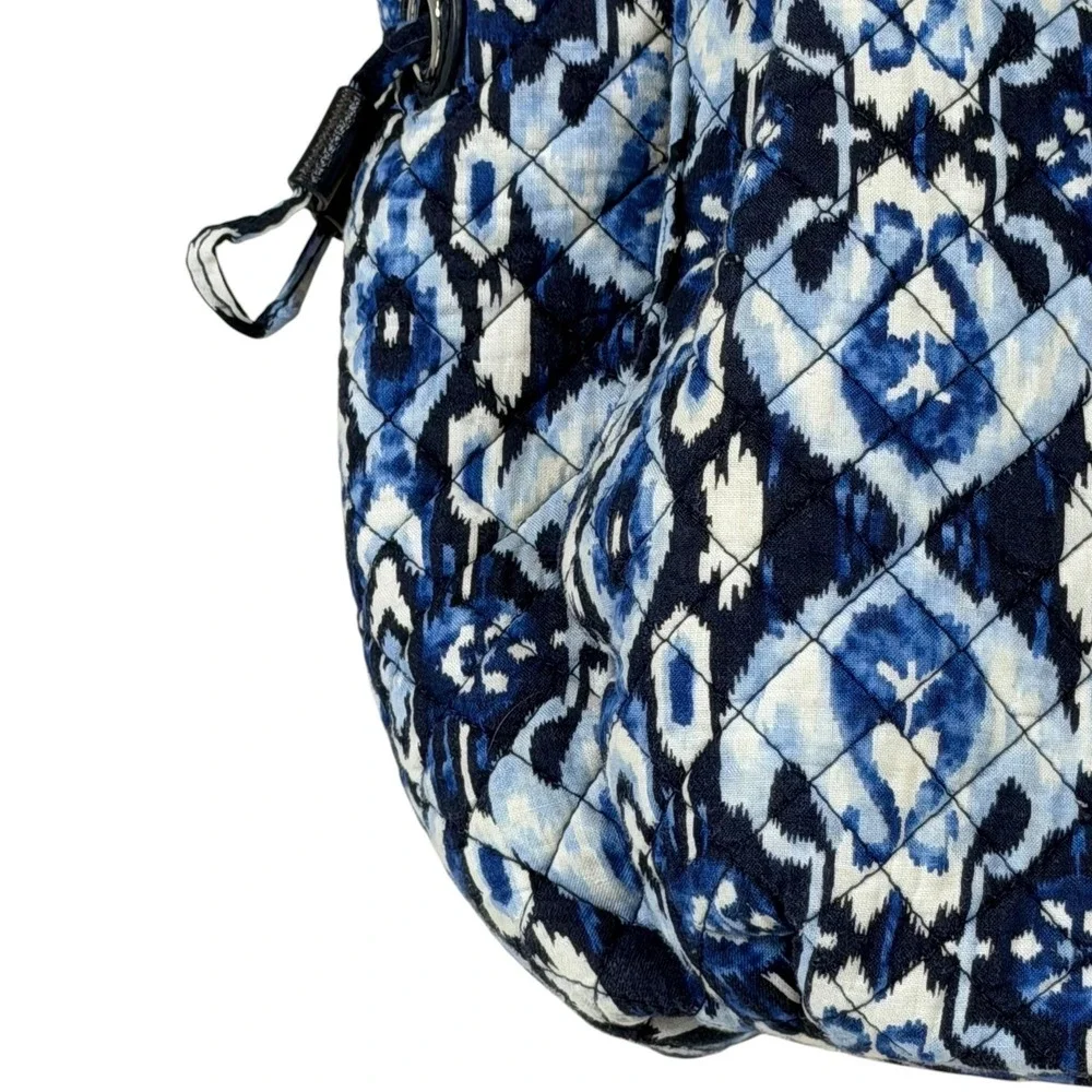 Vera Bradley Island Glenna Indigo Ikat Quilted Satchel Shoulder Bag Blue White